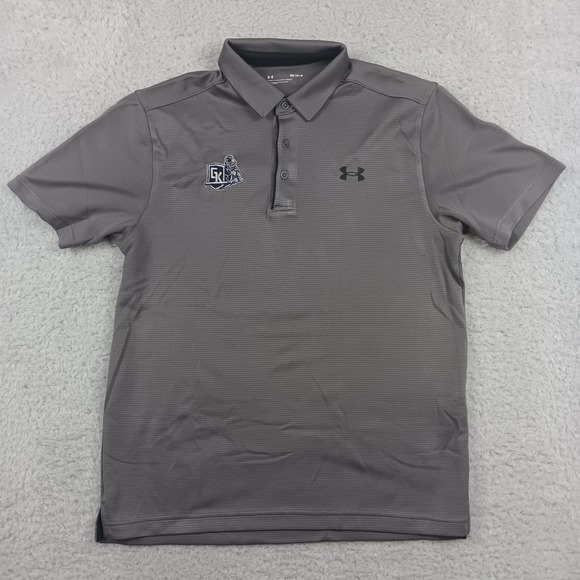 Under Armour Other - Under Armour Polo Shirt Loose Mens Medium Gray Knight Shield Embroidered Logo